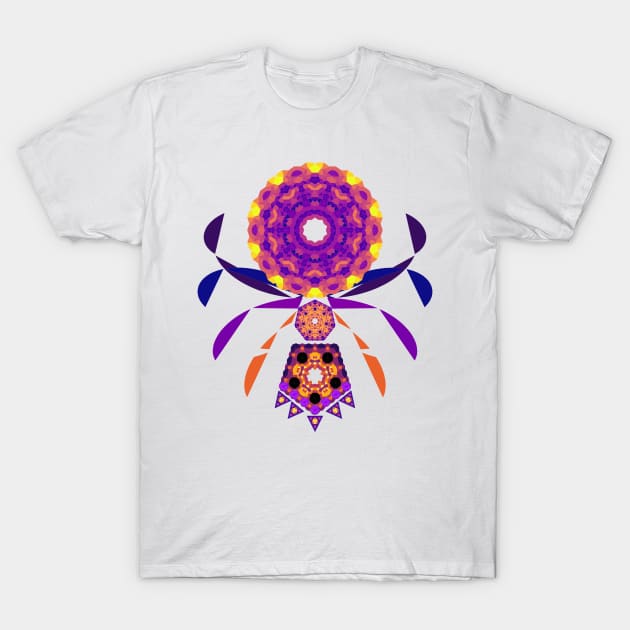 Mandala Orb Web Spider | Amethyst Ruby Citrine Yellow Red Purple White T-Shirt by aRtVerse